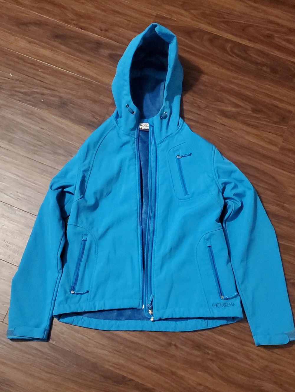 Double Diamond Women's Hooded Soft Shell Fleece Lined Jacket in Bright Teal